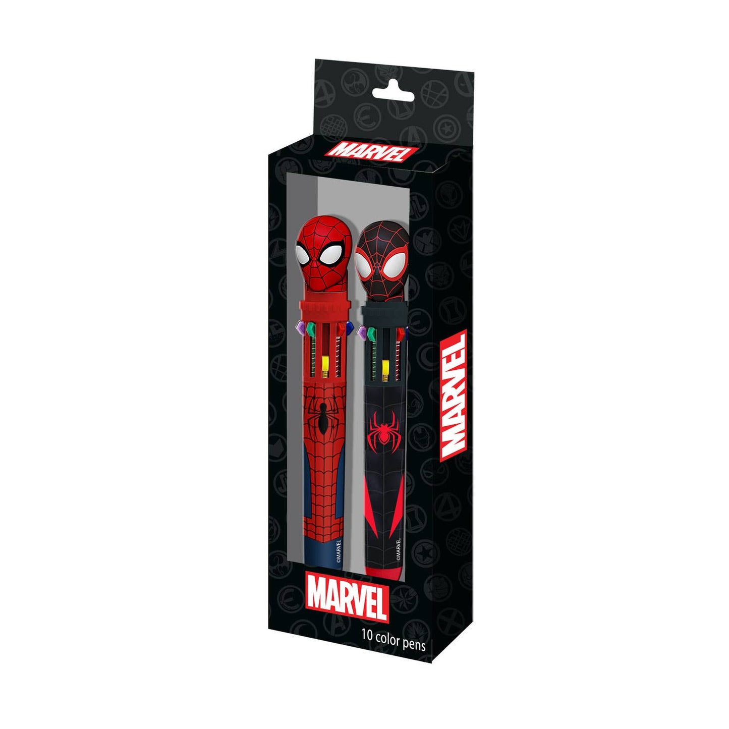 Marvel Spiderman Peter Pan - Pack de 2 bolígrafos con 10 colores