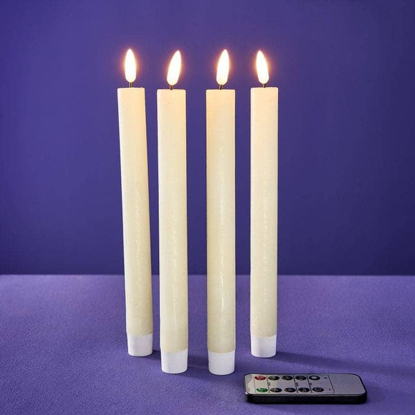 Candela a bastoncino S/4 LED, crema, H.24,5 cm con telecomando