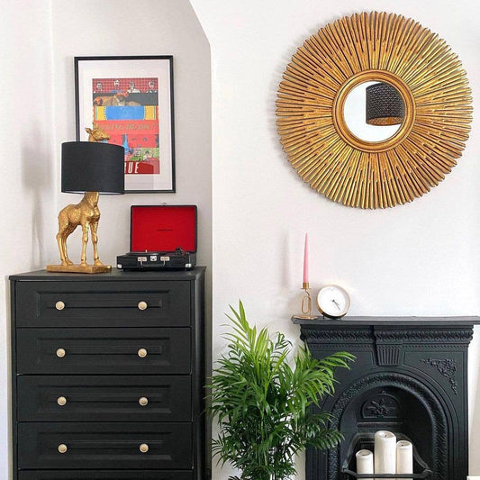 ルーシー・キリン型テーブルランプ、ブラック/ゴールド、35 x 28 x 70 cm