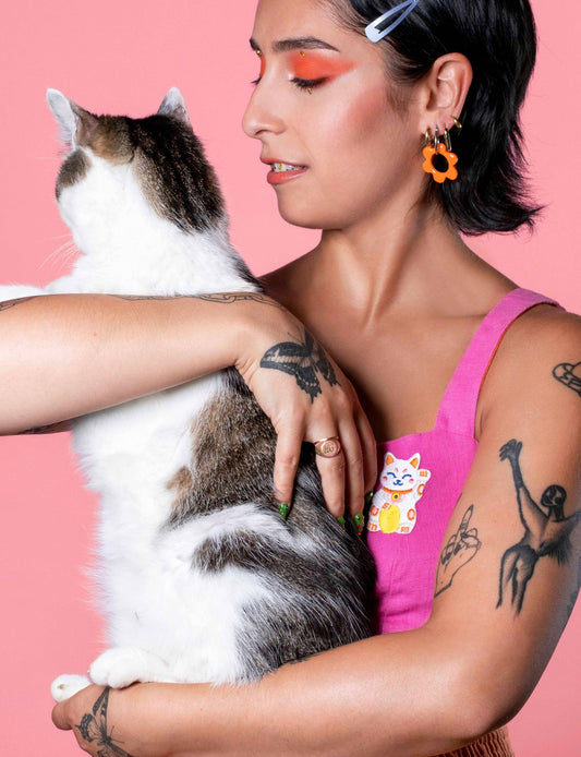 Parche termoadhesivo de gato de la suerte