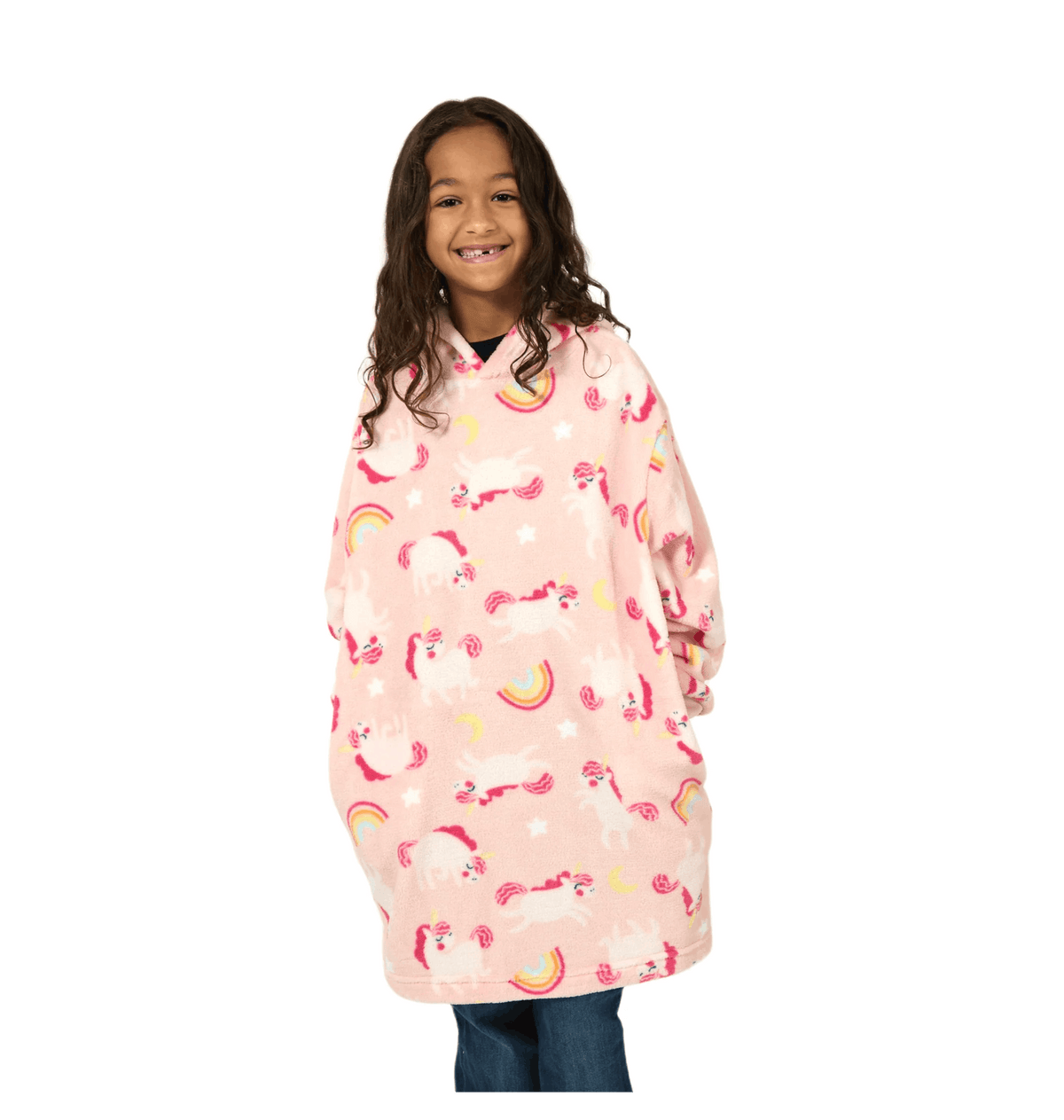 Snoodie polaire licorne rose pour enfant