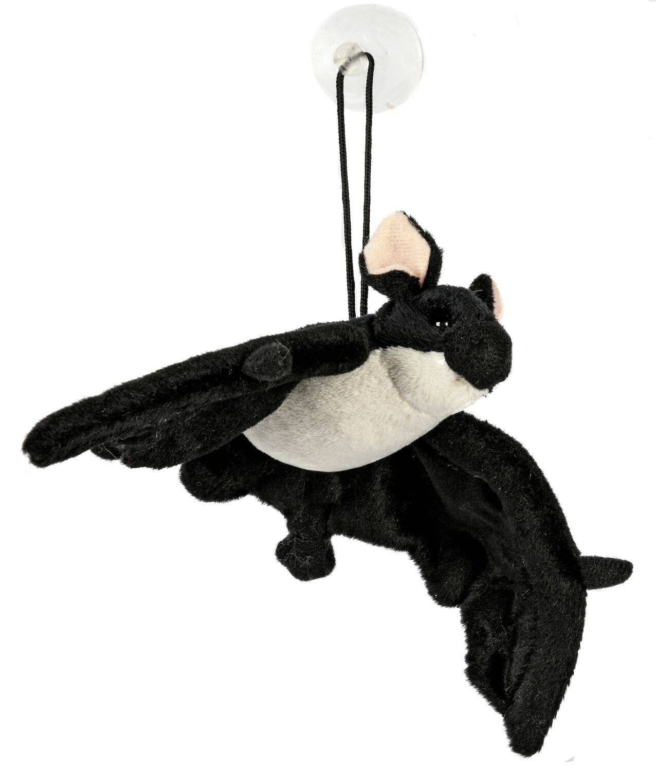 Bat (black and white) - with suction cup - cuddly toy/plush