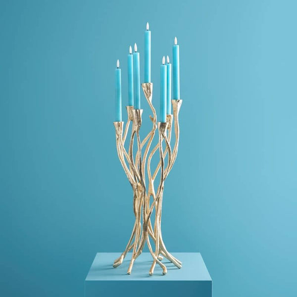 Candeliere Roots, alluminio dorato, 25 x 22 x 63,5 cm