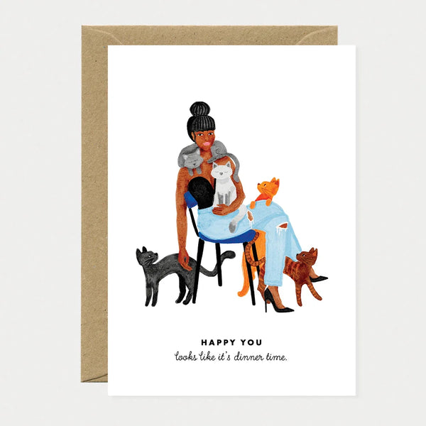 Cat Dinner’s time - Greeting card