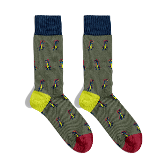 Chaussettes Dinosaure Coton Bio Sans Couture Kaki