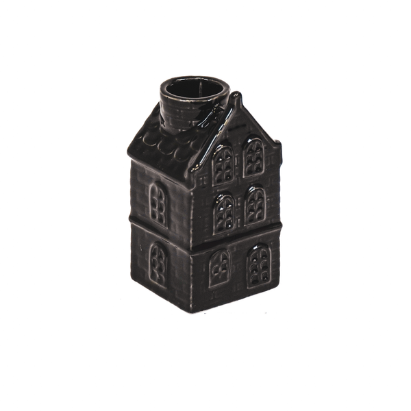 Candelabro - Hogar - Cerámica - Negro - 6 x 5,5 x 11 cm