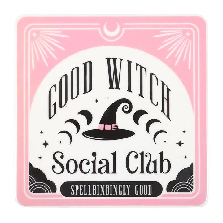 Juego de taza y posavasos del Club Social de las Buenas Brujas