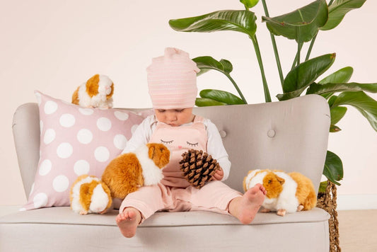 Peluche porcellino d'India bianco/oro