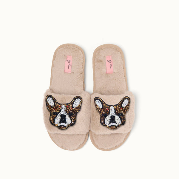 Coppia di spille a forma di pantofole - Bulldog francese