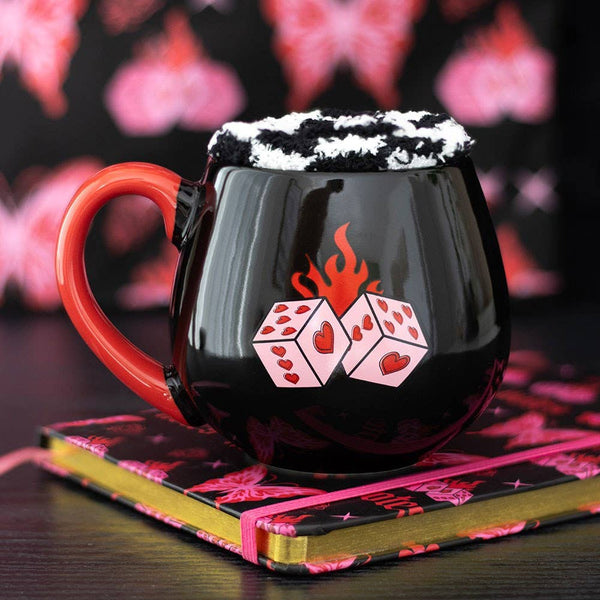 Set regalo tazza e calzini Rebel Romance - Flaming Dice