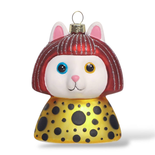 Kerstbal Witte Kat Yayoi Kusameow Kusama