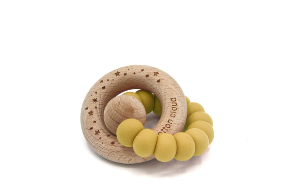 Beissring Round aus Silikon Mustard