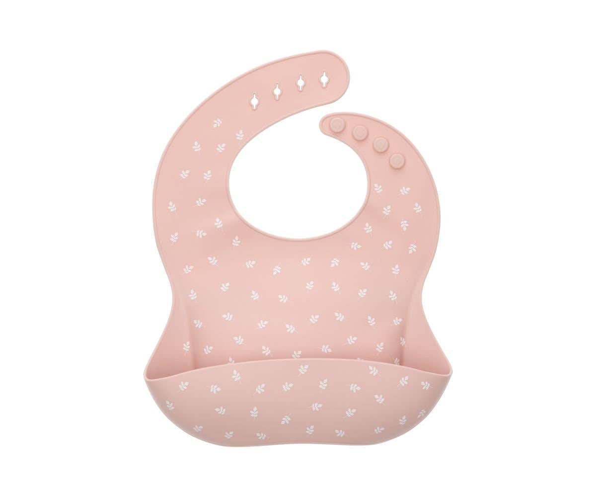 Pink Leaves Silicone Bib
