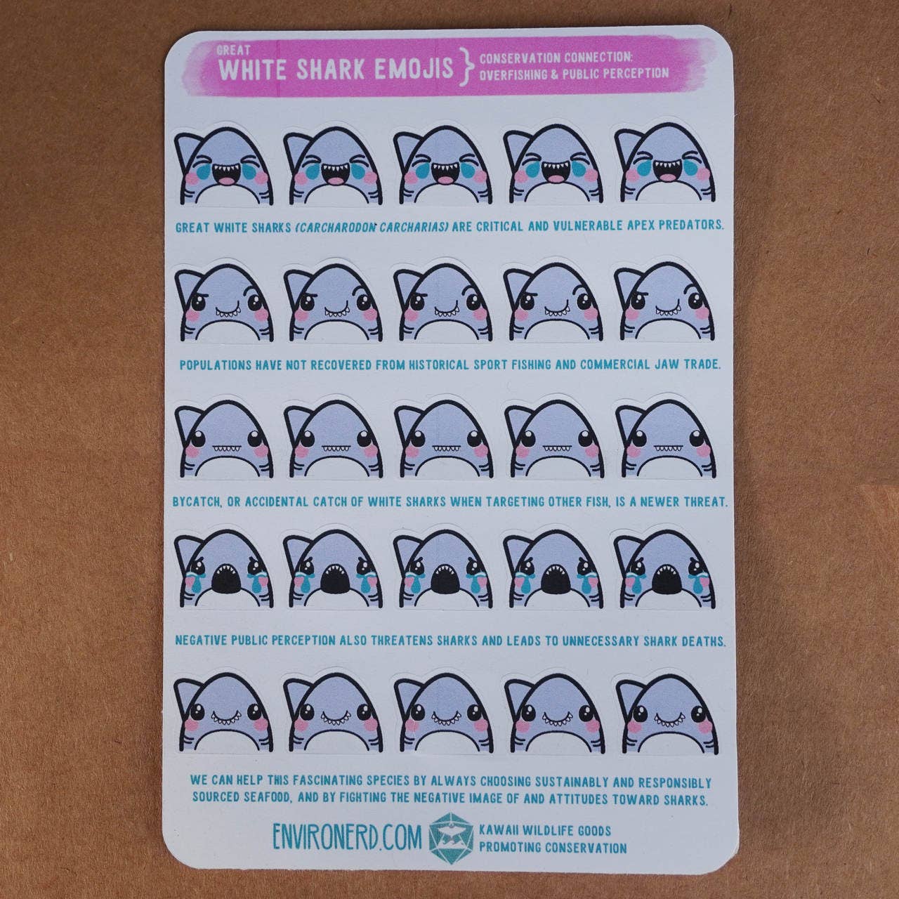 Foglio di adesivi emoji squalo