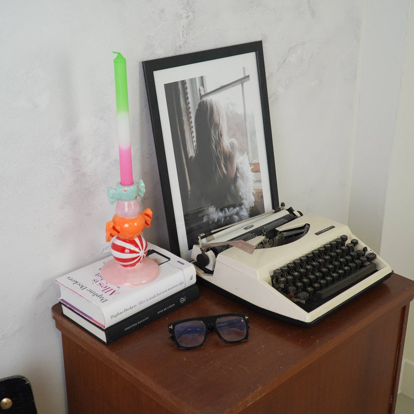 Bougeoir-Bonbon Toffee Agrafé-Multicolore - 11x11x18cm