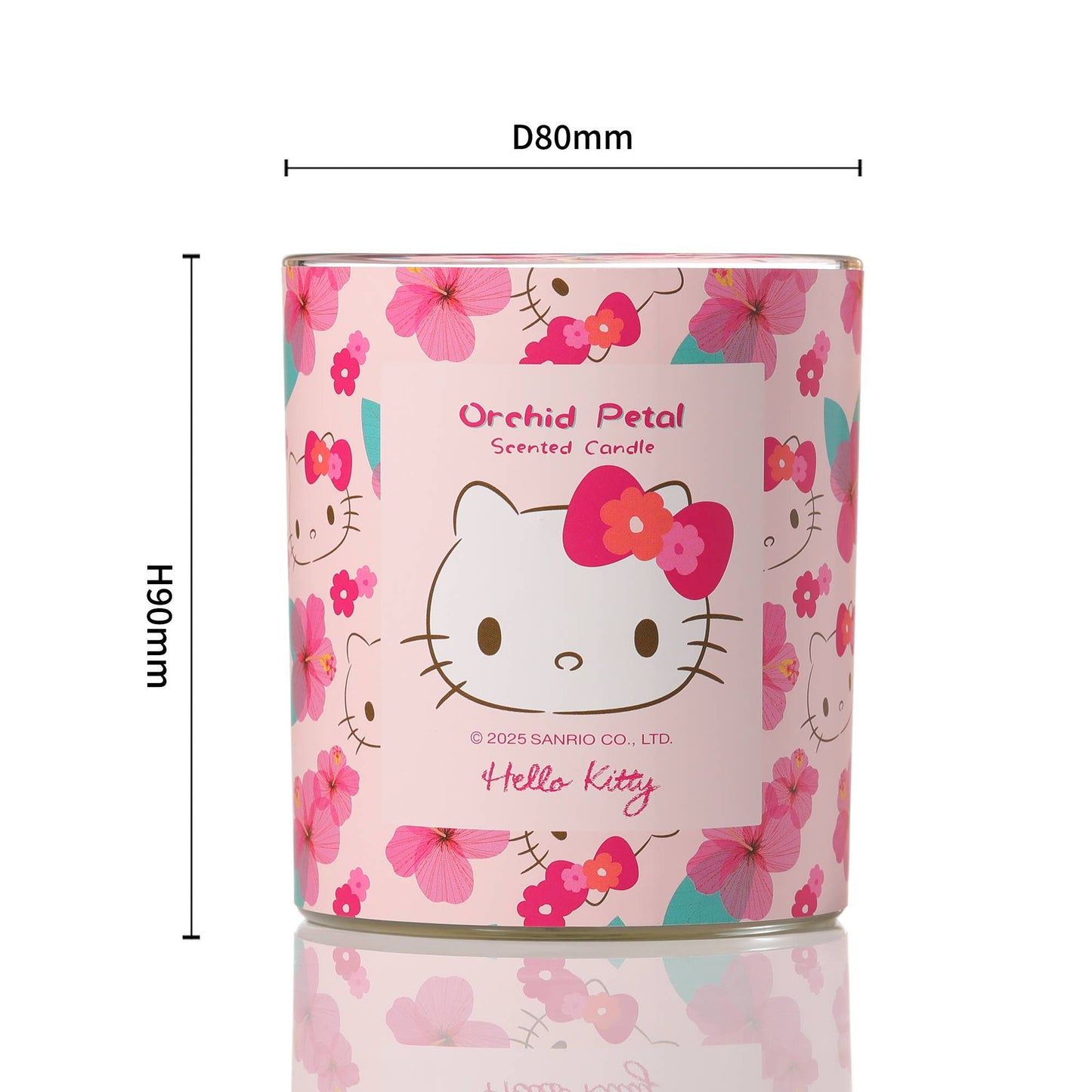 Bougie Rose à Imprimé Original Hello Kitty, Parfum Pétale d'Orchidée