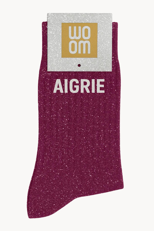 Chaussettes à Paillettes à Message "Aigrie" Violet