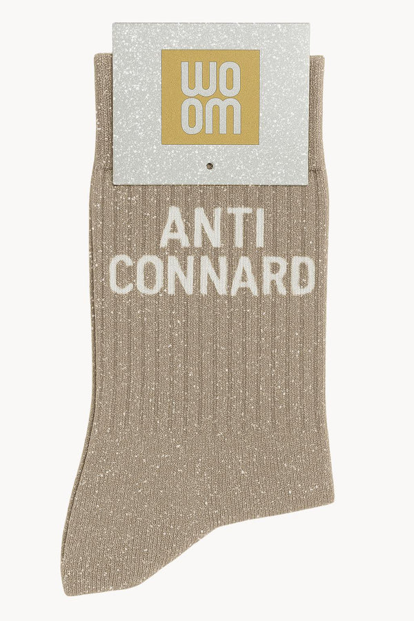 Chaussettes à Paillettes à Message "Anti-Connard" - Beige