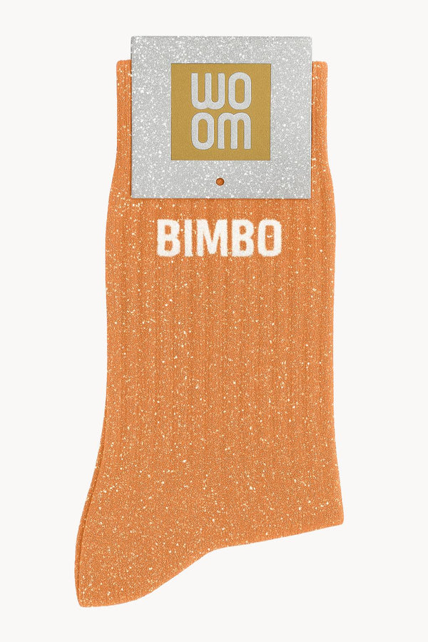 Chaussettes à Paillettes à Message "Bimbo"- Orange