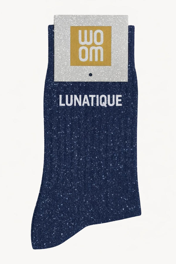 Chaussettes à Paillettes à Message "Lunatique" - Marine