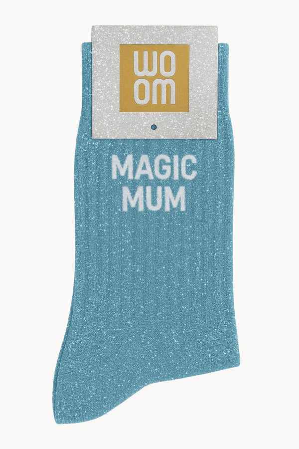 Chaussettes à Paillettes à Message "Magic Mum" - Turquoise