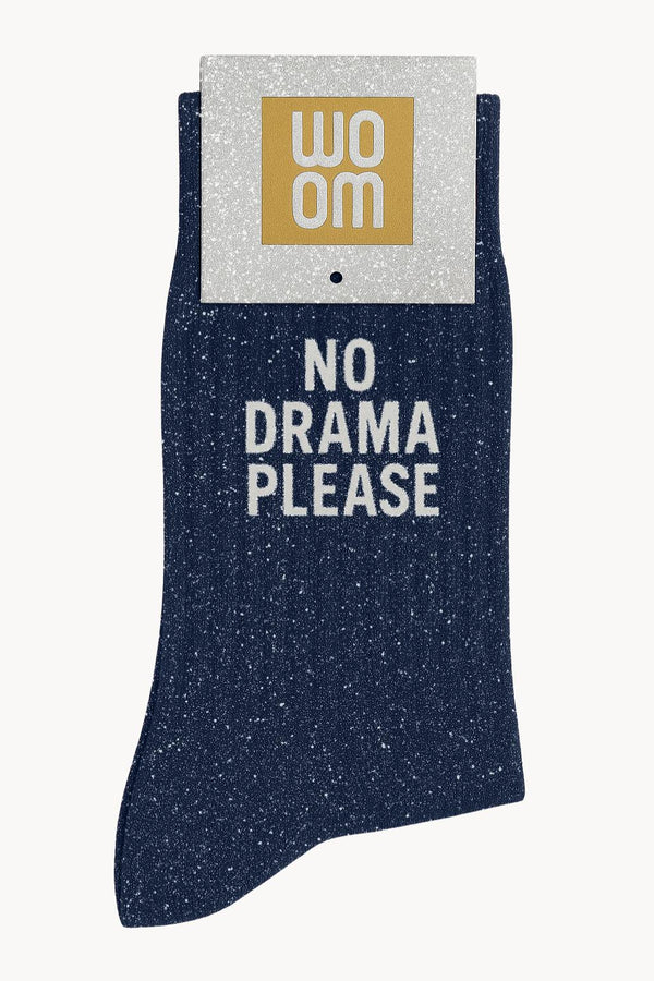 Chaussettes à Paillettes à Message "No Drama Please" - Marine
