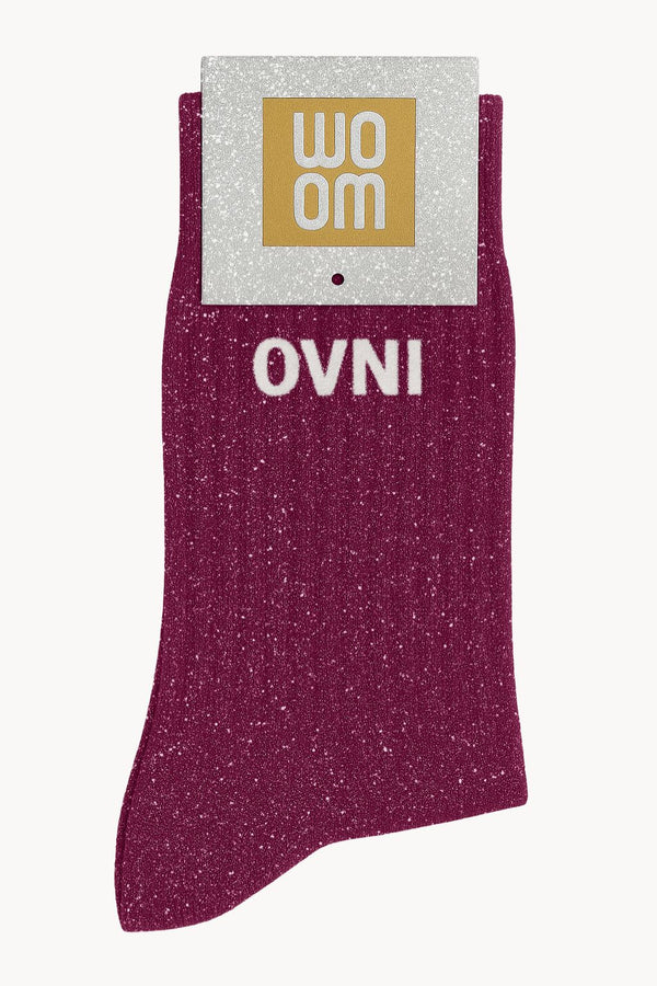 Chaussettes à Paillettes à Message "Ovni" - Violet