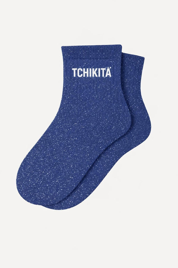 Chaussettes Courtes à Paillettes "TCHIKITA" - Bleu Electrique