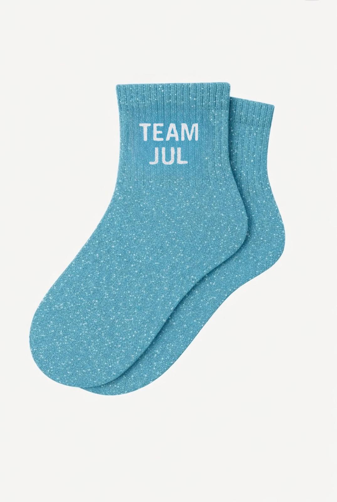 スパンコールショートソックス「TEAM JUL」 - ターコイズ