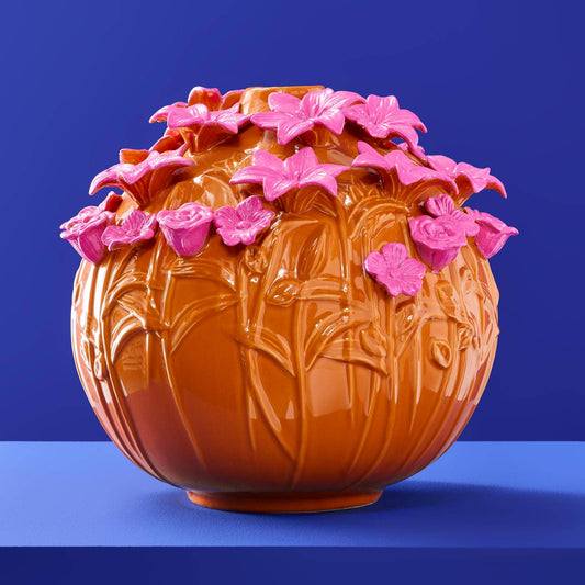 Vase Verano, Grès Orange/Rose, 34 x 29,5 cm