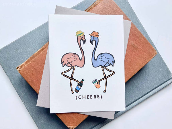Carte de vœux « Leggy Cheers » Flamingo