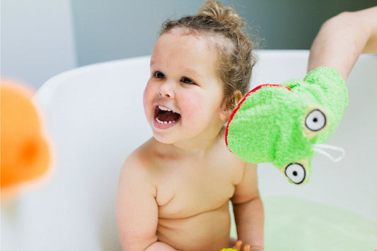 Guante de lavado con forma de rana