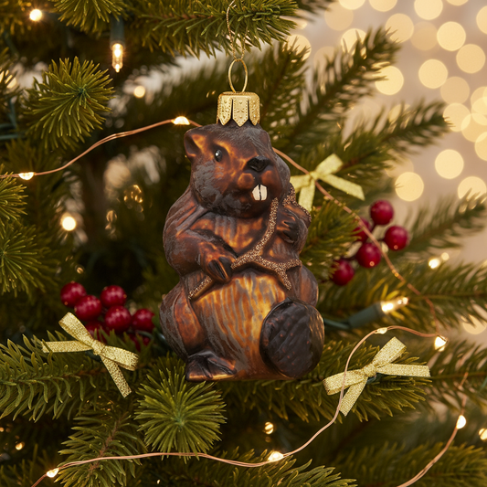 Adorno navideño de castor