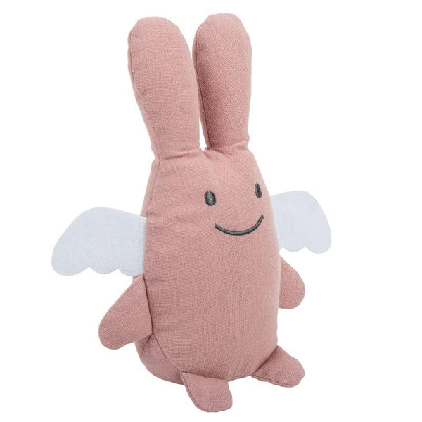 Ange Lapin Doudou avec Hochet - Coton Bio Rose