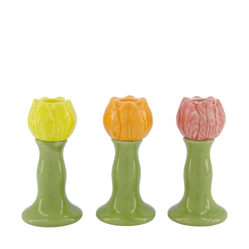Bougeoirs en forme de fleurs en porcelaine