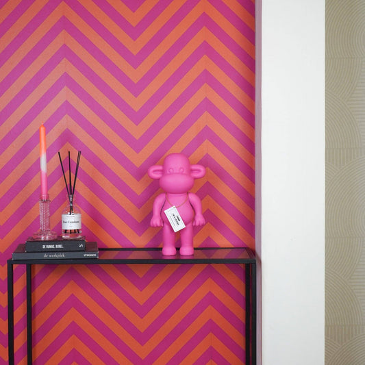 Adorno - Figura de mono 'La Leyenda' - Poliresina - Rosa - 20,5 x 13,5 x 35 cm