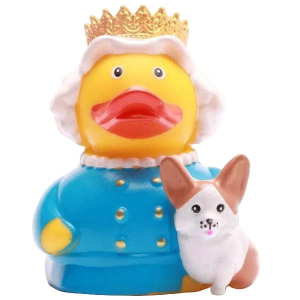 Pato de la reina Isabel con corgi