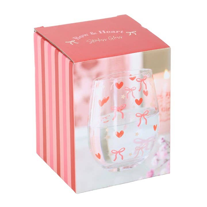 Bicchiere senza stelo con motivo a fiocco e cuore