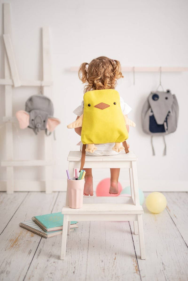 Mochila de pollito de crochet – Amarilla