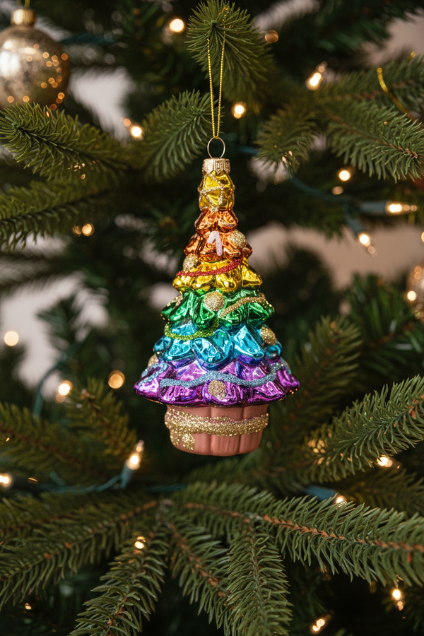 Adorno navideño, árbol de Navidad, arcoíris