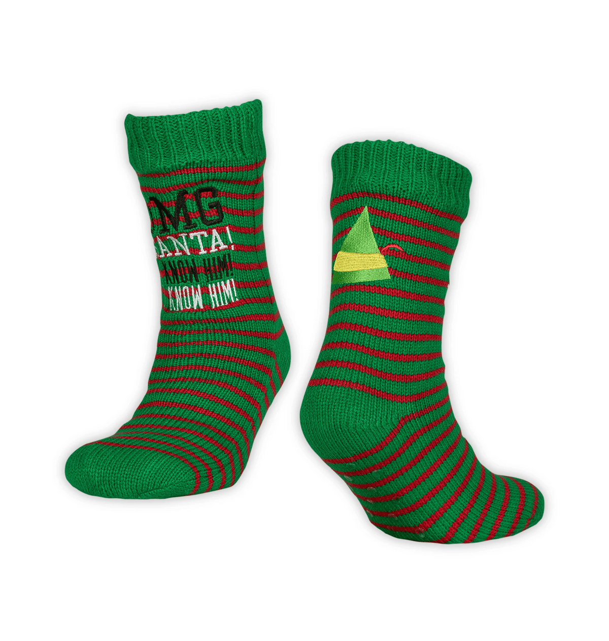 Chaussettes-chaussons adulte Elf « OMG Santa I Know Him »