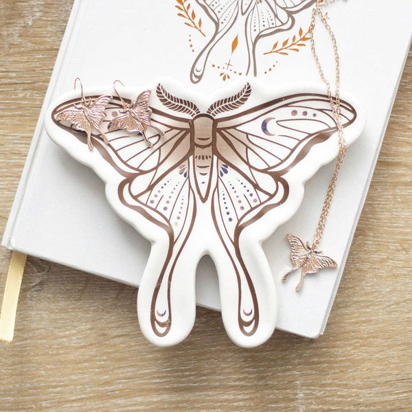 Plato de baratijas con forma de mariposa lunar