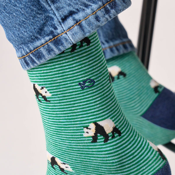 Calcetines de algodón peinado con diseño de animales - Panda