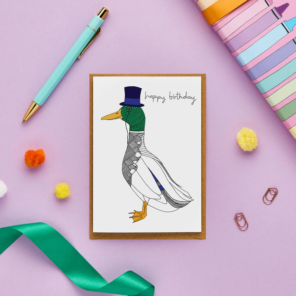 Biglietto di auguri "Buon compleanno" del signor Mallard Duck