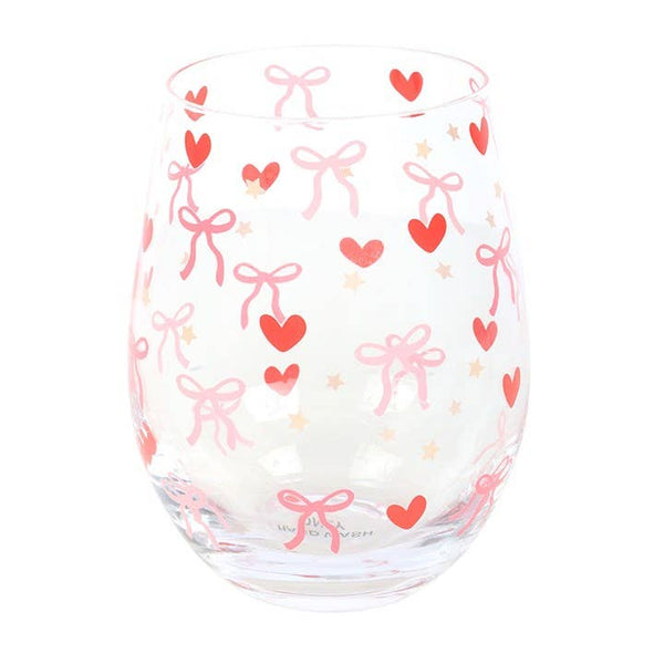 Bicchiere senza stelo con motivo a fiocco e cuore