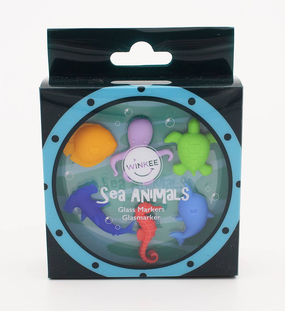 Glazen markers met zeedieren