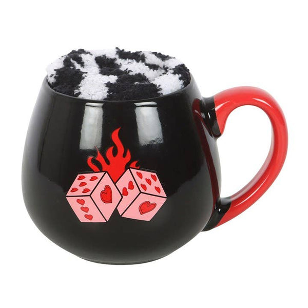 Set regalo tazza e calzini Rebel Romance - Flaming Dice