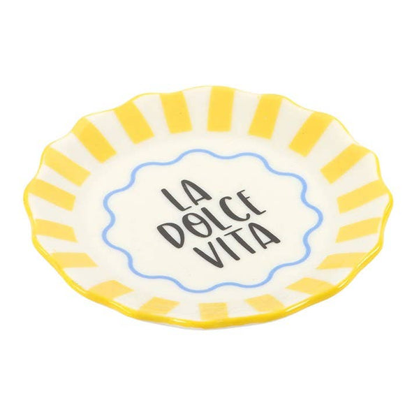Plat à Bibelots “La Dolce Vita” Rayé Jaune