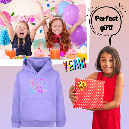 Fringoo Gymnastic Sweat à capuche for enfant Cotton Rich Soft Hooded Sweatshirt- Love Gymnastic violet