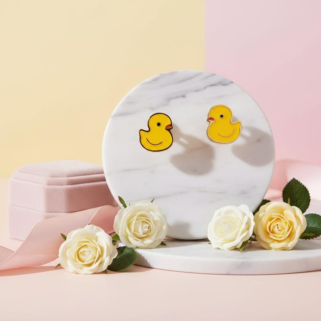 Boucles d'Oreilles Canard Jaune